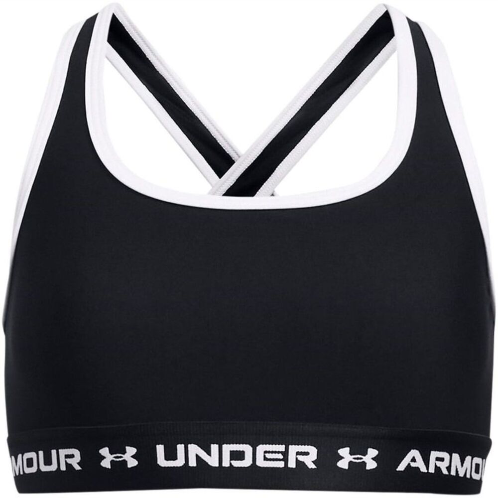 Under Armour Girls Cross Back Sports Bra / Black/White